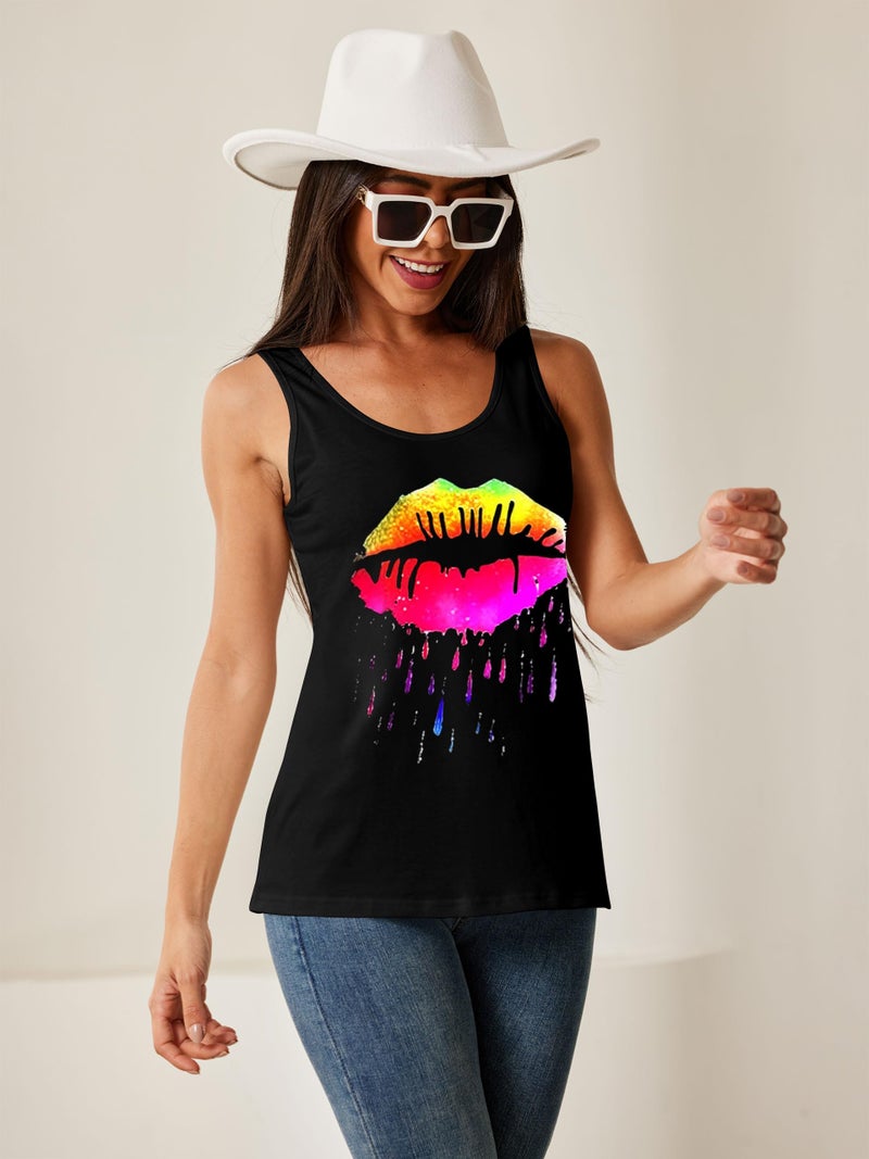 SAUKOLE Women's Sleeveless Yoga Workout Tank Tops Star tie dye Racerback Cute Printed Loose Fit Running Exercise T-Shirt - Image 3